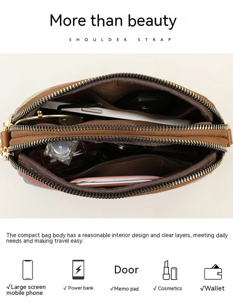 Double-Zipper Fashion Crossbody Bag