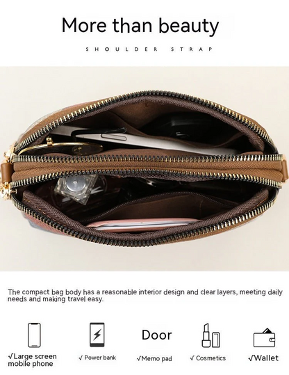 Double-Zipper Fashion Crossbody Bag