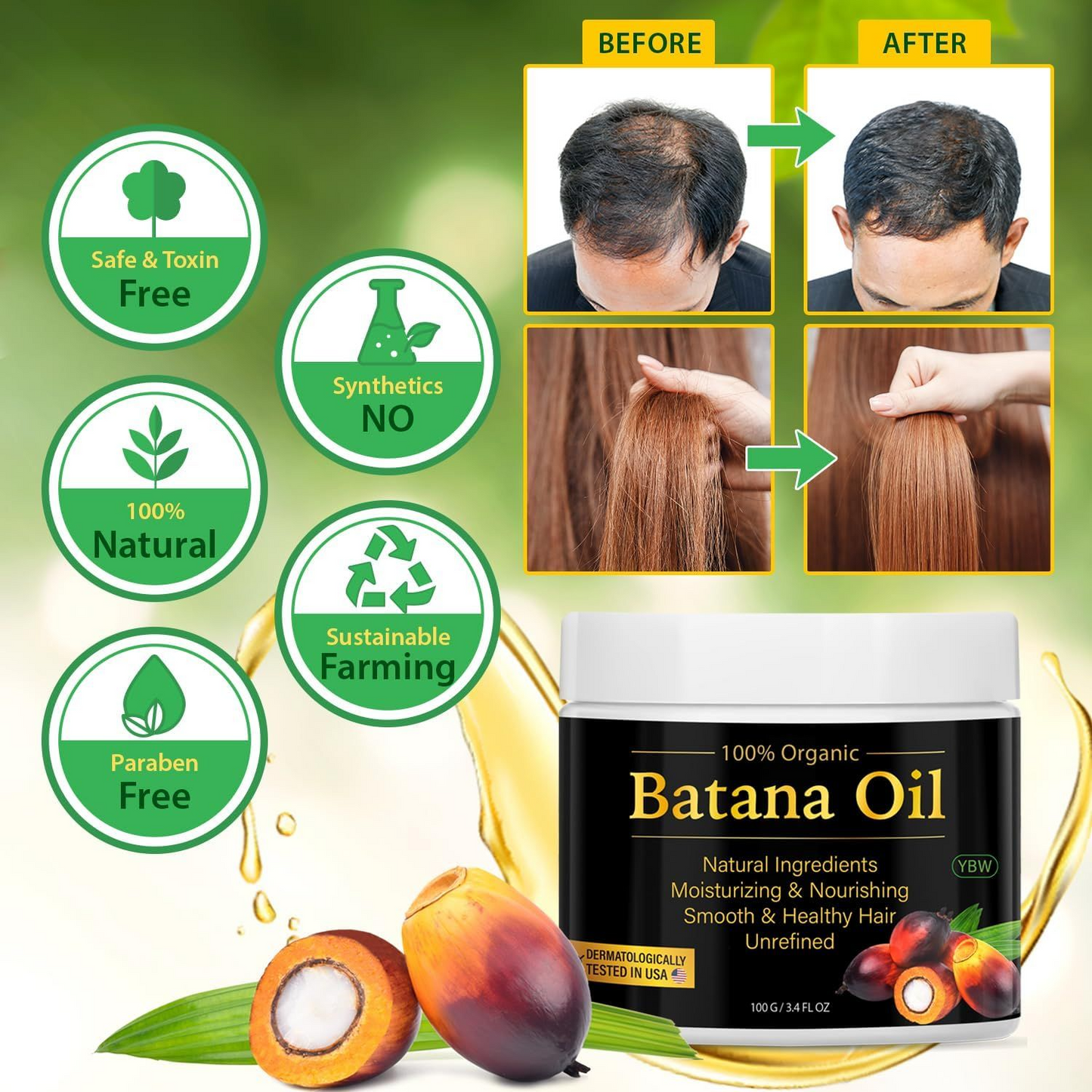 100% Pure Batana Oil – Hair Growth & Repair for Damaged, Thinning Hair